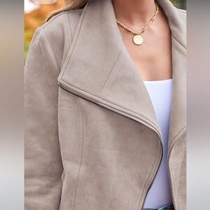 Automet Faux Sued Angle Zip Jacket
